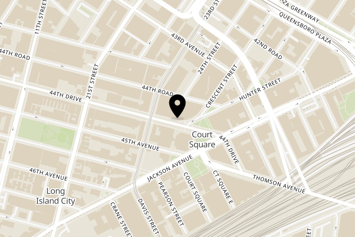 Map showing the location of Fiesta Mexican Kitchen on 2 Ct Square W in Long Island City